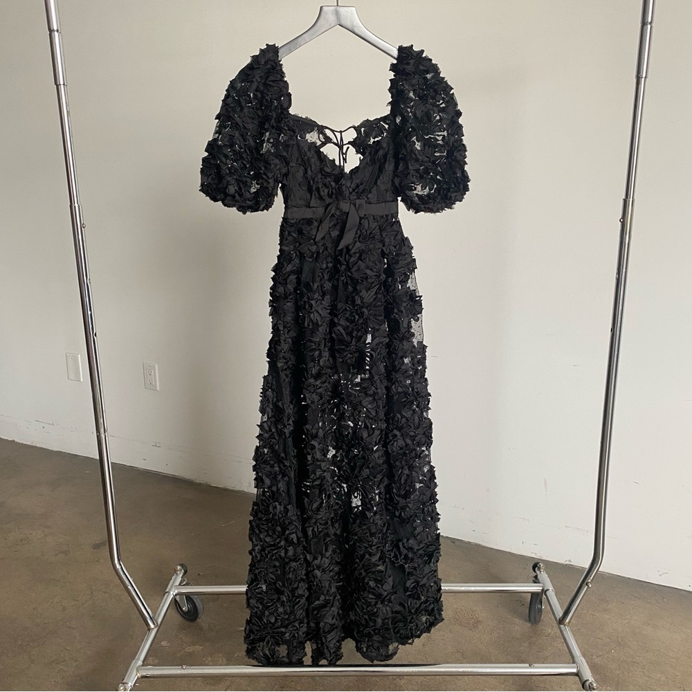For Love and Lemons Black Floral Appliqué Maxi Dress NWT - Picture 2 of 14